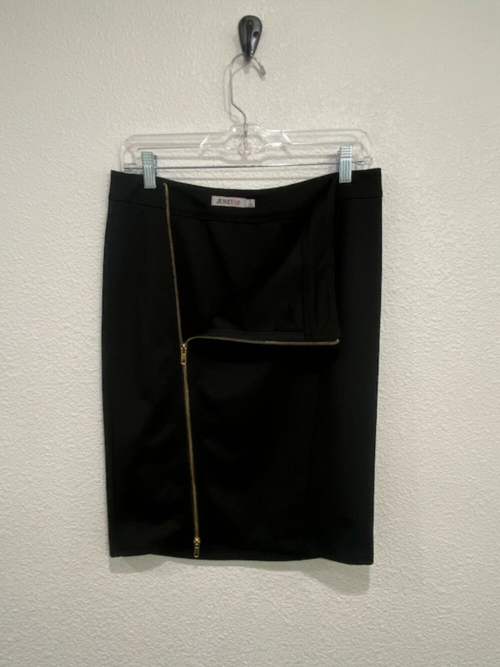 JustFab Asymmetrical Zip Midi Pencil Skirt Black S - Picture 5 of 7